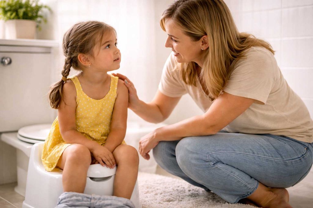 Potty Training Help That Actually Works mother and daughter in the bathroom